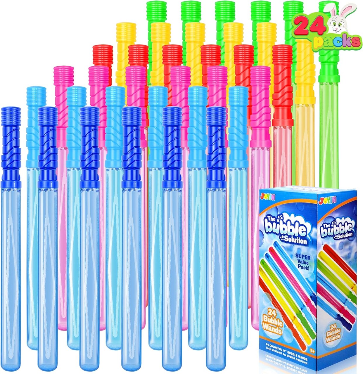 24 Pack 14.6’’ Big Bubble Wands Bulk (2 Dozen) for Summer Toy, Outdoor/Indoor Activity